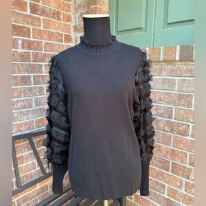 Sioni Milano Black Ribbed Knit Top